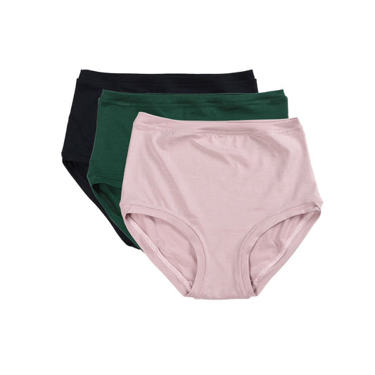 Pack of 3 Mid Rise Pants ~ Midnight/Emerald/Dusty Pink