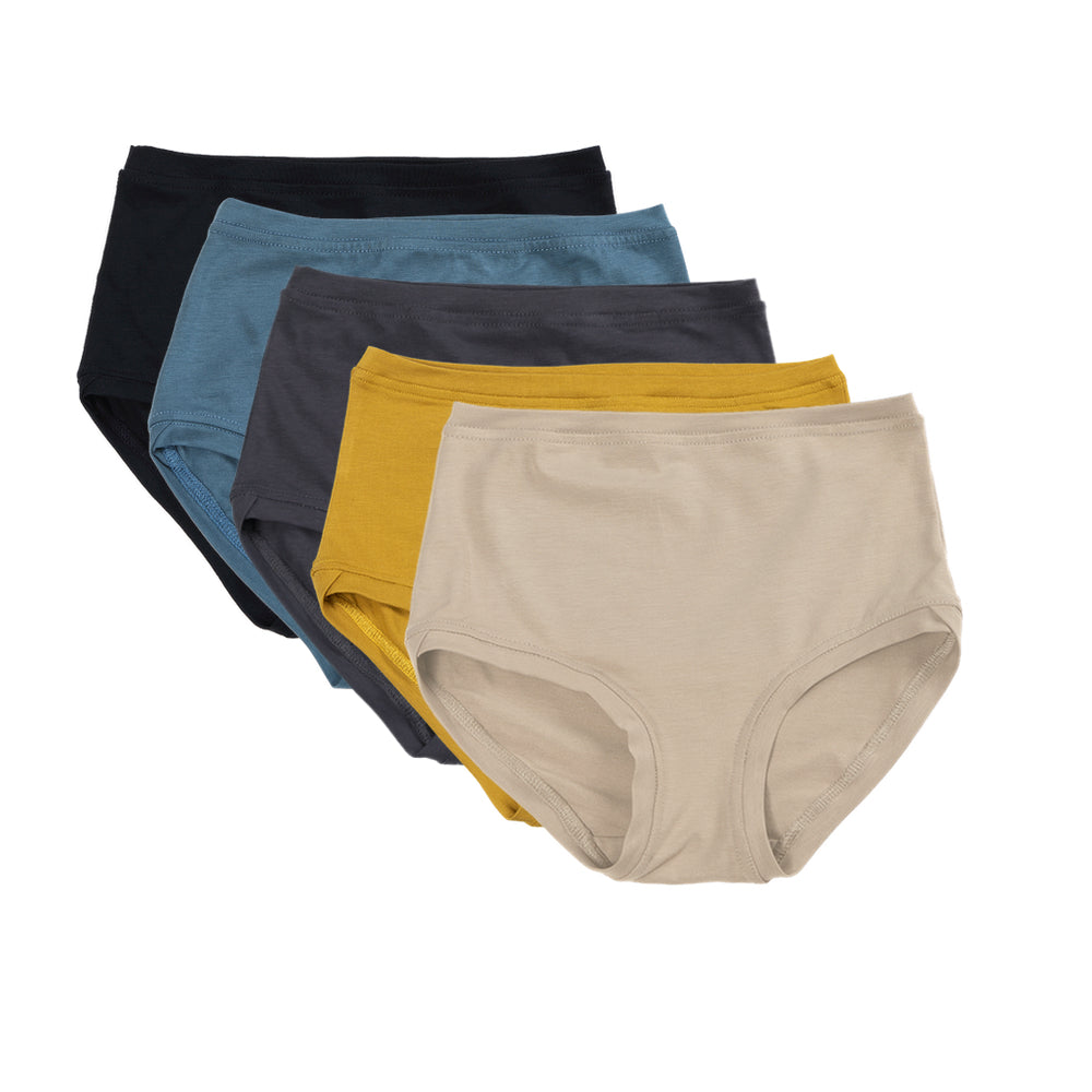 Pack of 5 Mid Rise Pants ~ Blues, Ochre & Sand