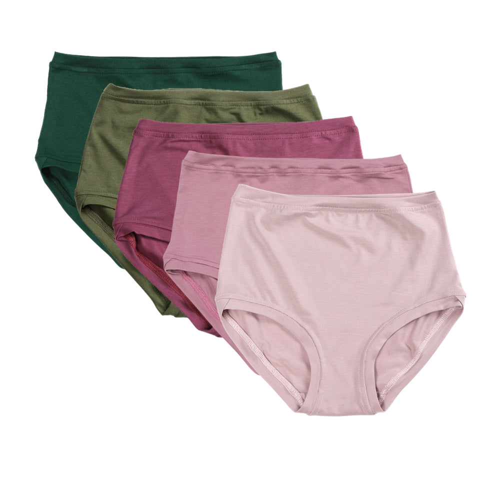 Pack of 5 Mid Rise Pants ~ Green & Pink