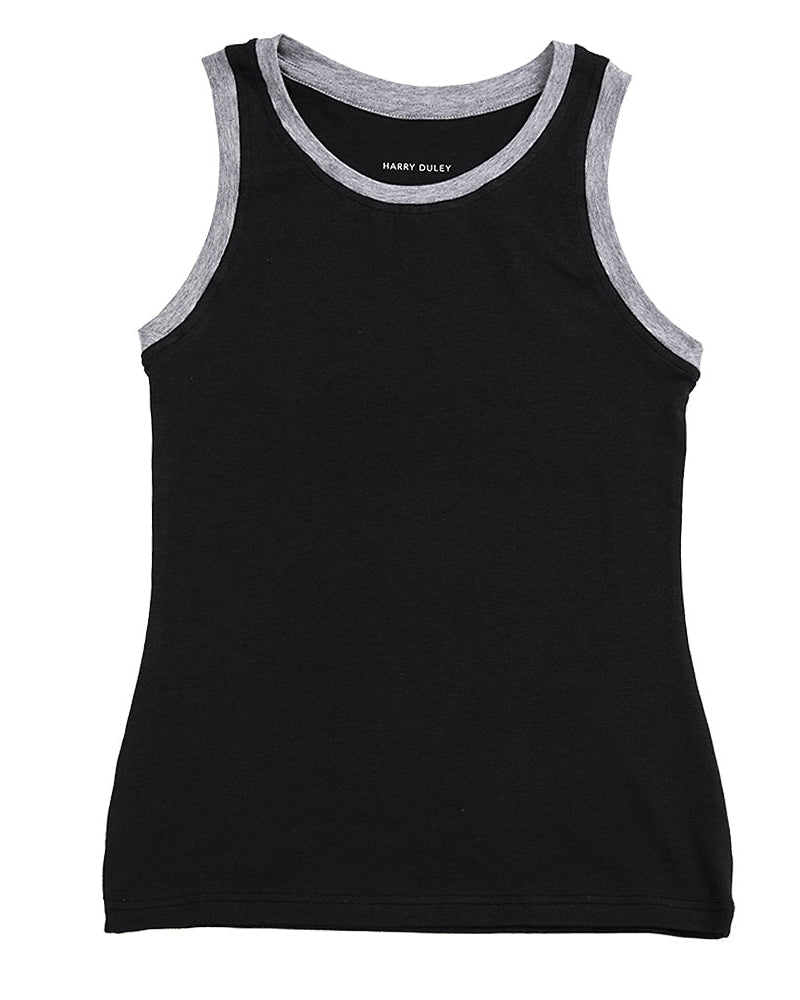 Boyish Vest ~ Black / Marl Grey Contrast Rib