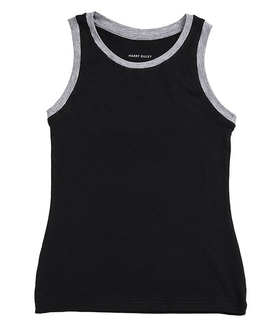 Boyish Vest ~ Black / Marl Grey Contrast Rib