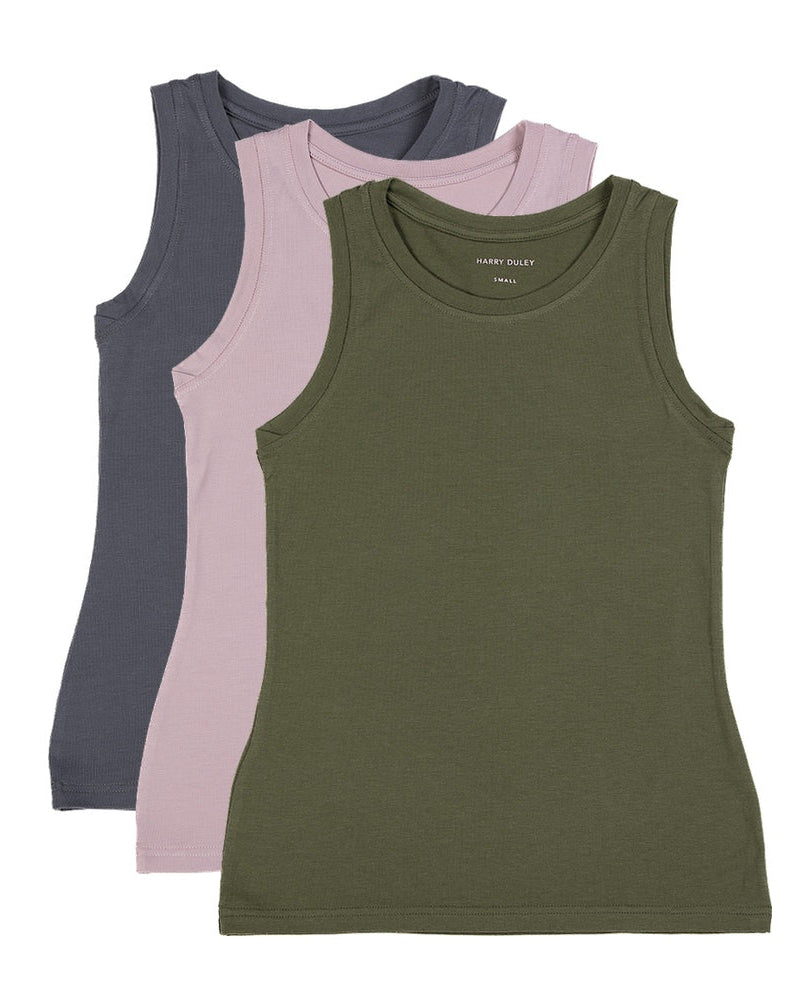 Pack of 3 Boyish Vests ~ Charcoal, Dusty Pink, Khaki