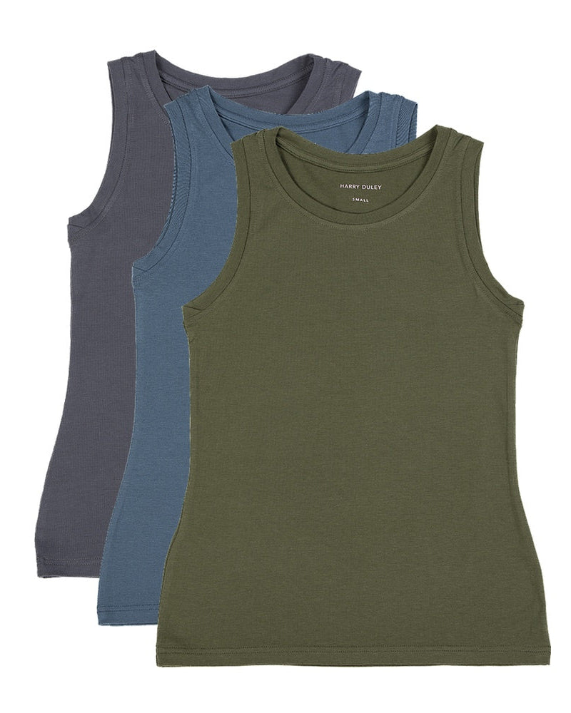 Pack of 3 Boyish Vests ~ Charcoal, Steel Blue, Khaki