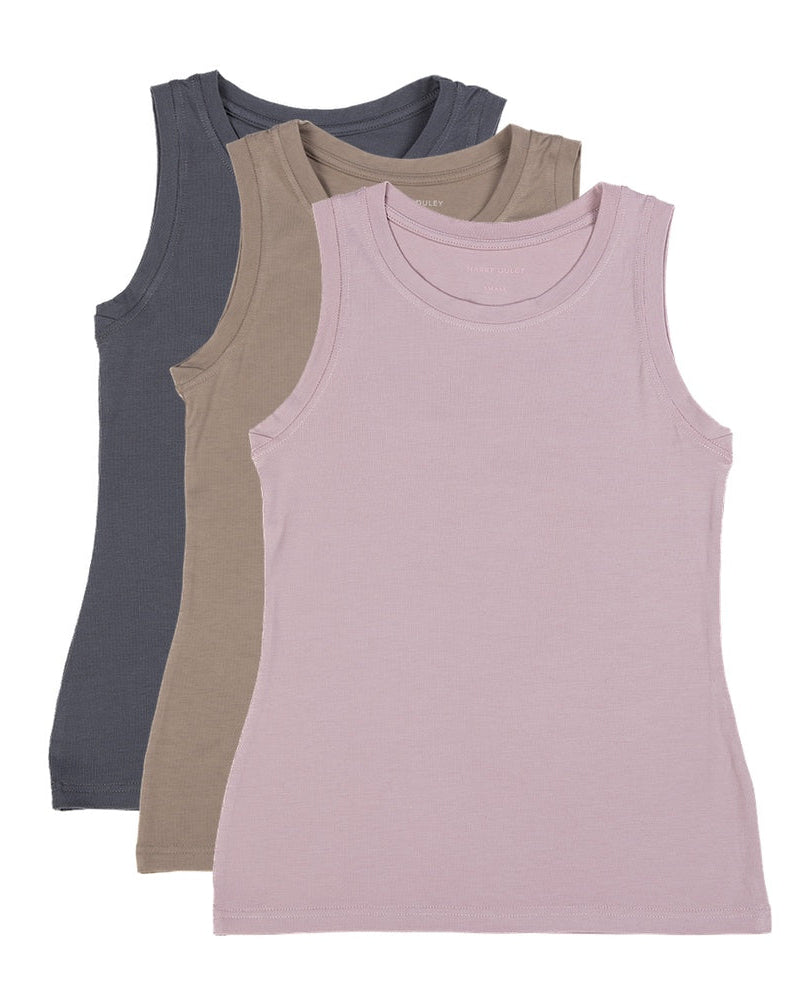 Pack of 3 Boyish Vests ~ Charcoal, Stone, Dusty Pink