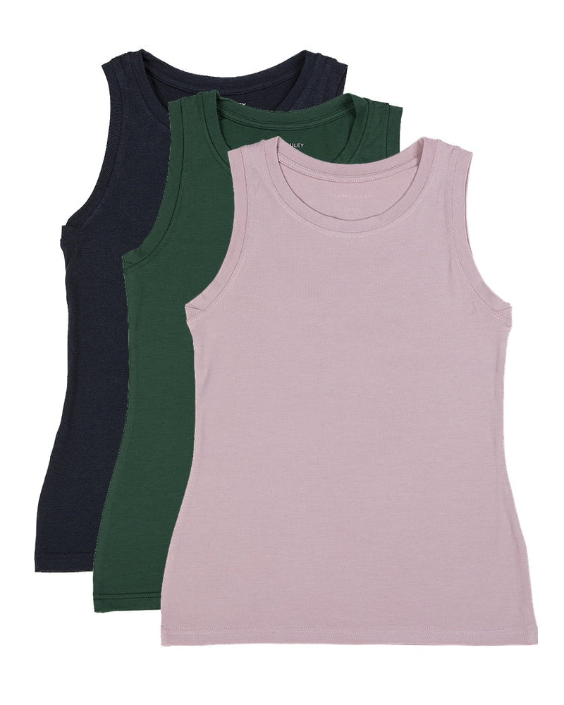Pack of 3 Boyish Vests ~ Midnight, Emerald, Dusty Pink