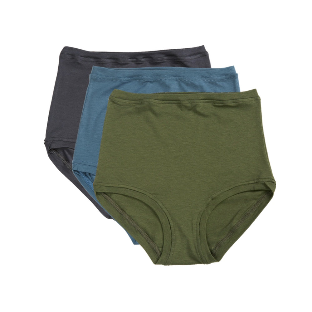 Pack of 3 High Rise Pants ~ Charcoal, Steel Blue, Khaki