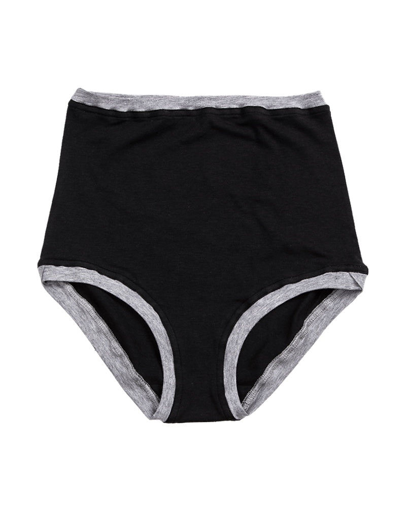 High Rise Pants ~ Black / Marl Grey Contrast Rib ~ RTS