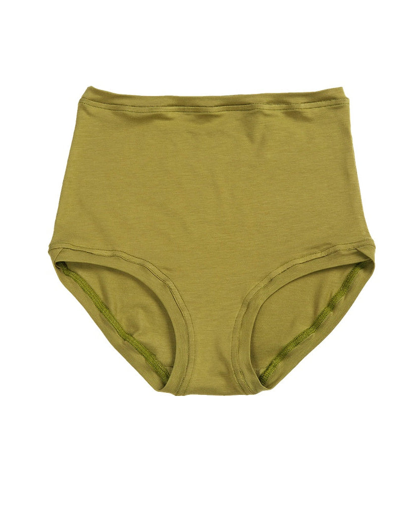 Green high-waisted underwear on a white background