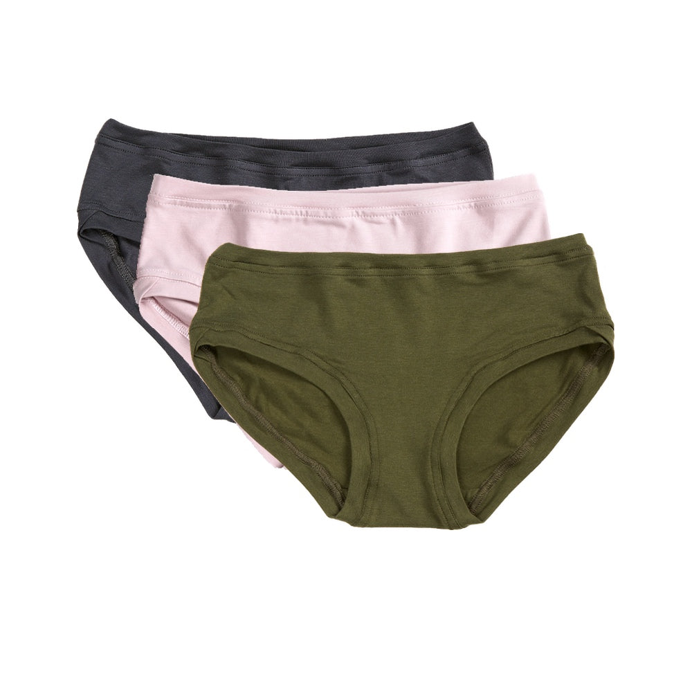 Pack of 3 Low Rise Pants ~ Charcoal/Dusty Pink/Khaki