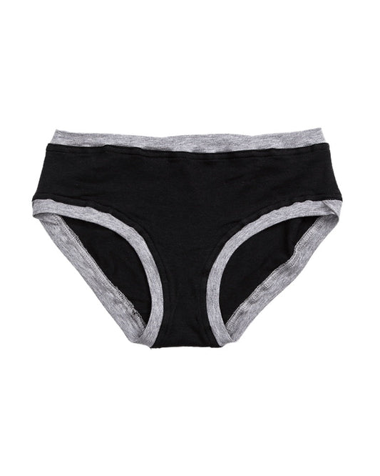 Low Rise Pants ~ Black / Marl Grey Contrast Rib