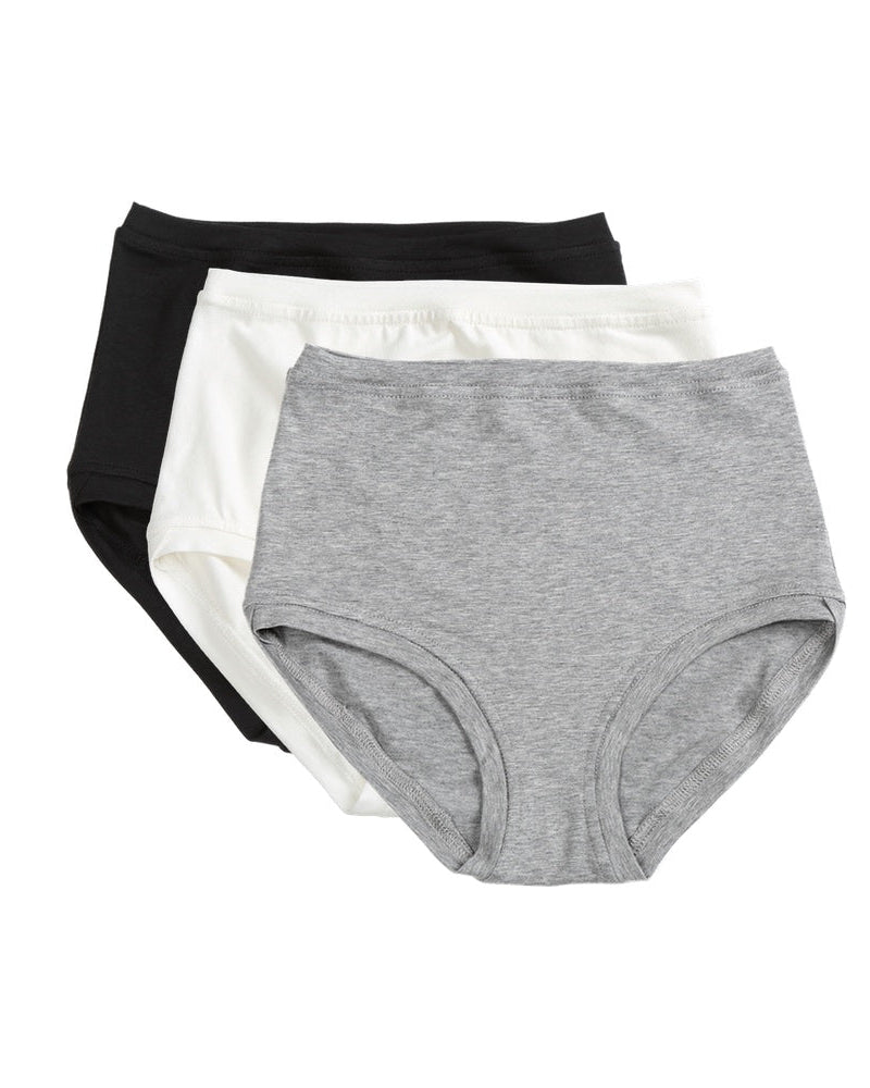 Pack of 3 Mid Rise Pants in a bag ~ Black, Natural, Marl Grey