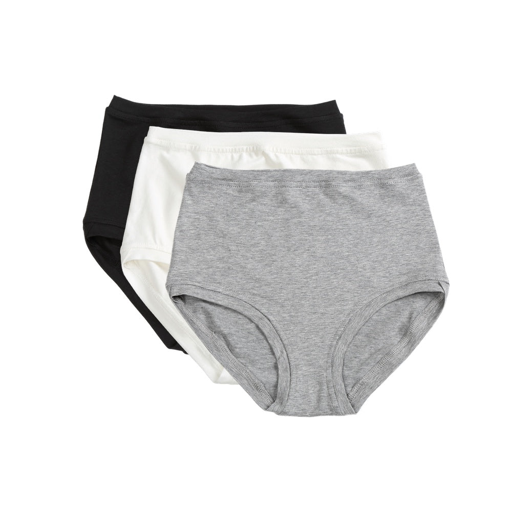 Pack of 3 Mid Rise Pants ~ Black, Natural, Marl Grey