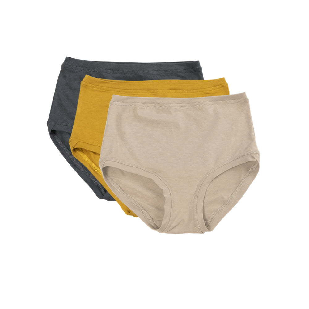 Pack of 3 Mid Rise Pants ~ Charcoal, Ochre, Sand
