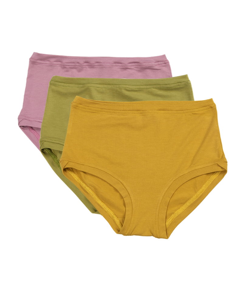 Pack of 3 Mid Rise Pants in a Bag ~ Antique Pink, Olive, Golden