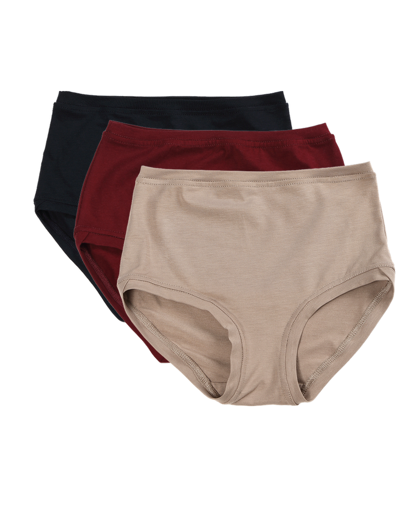 Pack of 3 Mid Rise Pants in a Bag ~ Midnight, Stone, Bordeaux