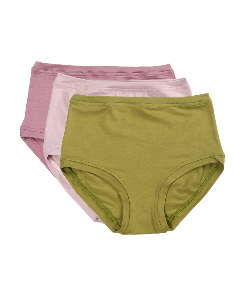 Pack of 3 Mid Rise Pants in a Bag ~ Antique Pink, Dusty Pink, Olive