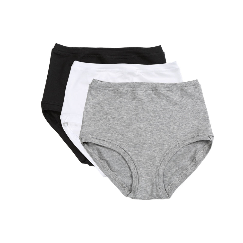 Pack of 3 Mid Rise Pants ~ Black, White, Marl Grey