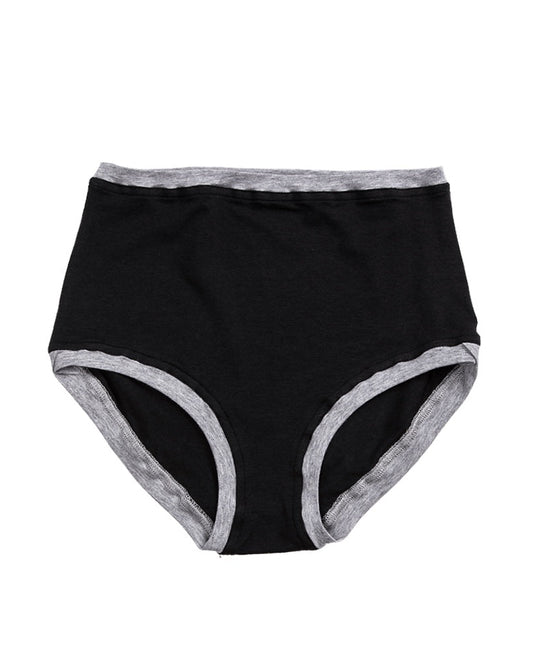 Mid Rise Pants ~ Black / Marl Grey Contrast Rib