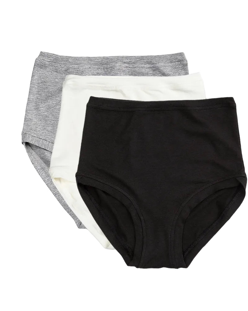 Pack of 3 High Rise Pants in a gift bag ~ Black, Natural, Marl Grey