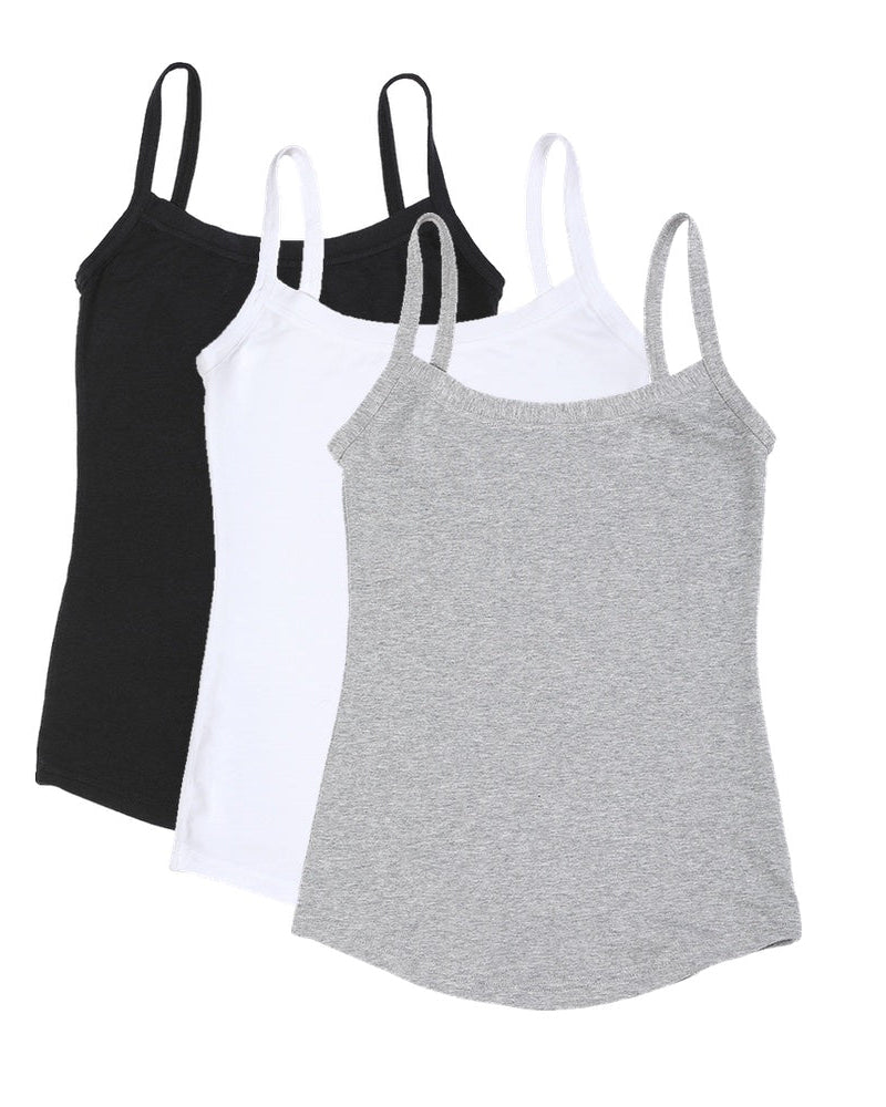 Pack of 3 Strappy Vest ~ Black, White, Marl Grey