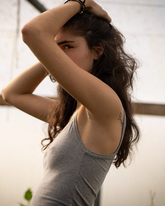 Strappy Vest in Marl Grey