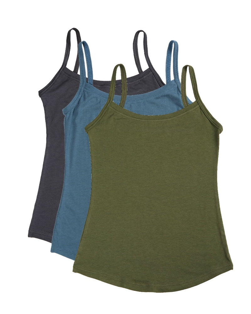 Pack of 3 Strappy Vests ~ Charcoal, Steel Blue, Khaki
