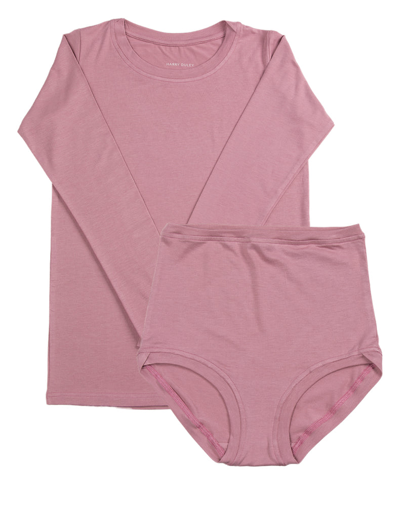 T-shirt à manches longues superposé – Rose poudré