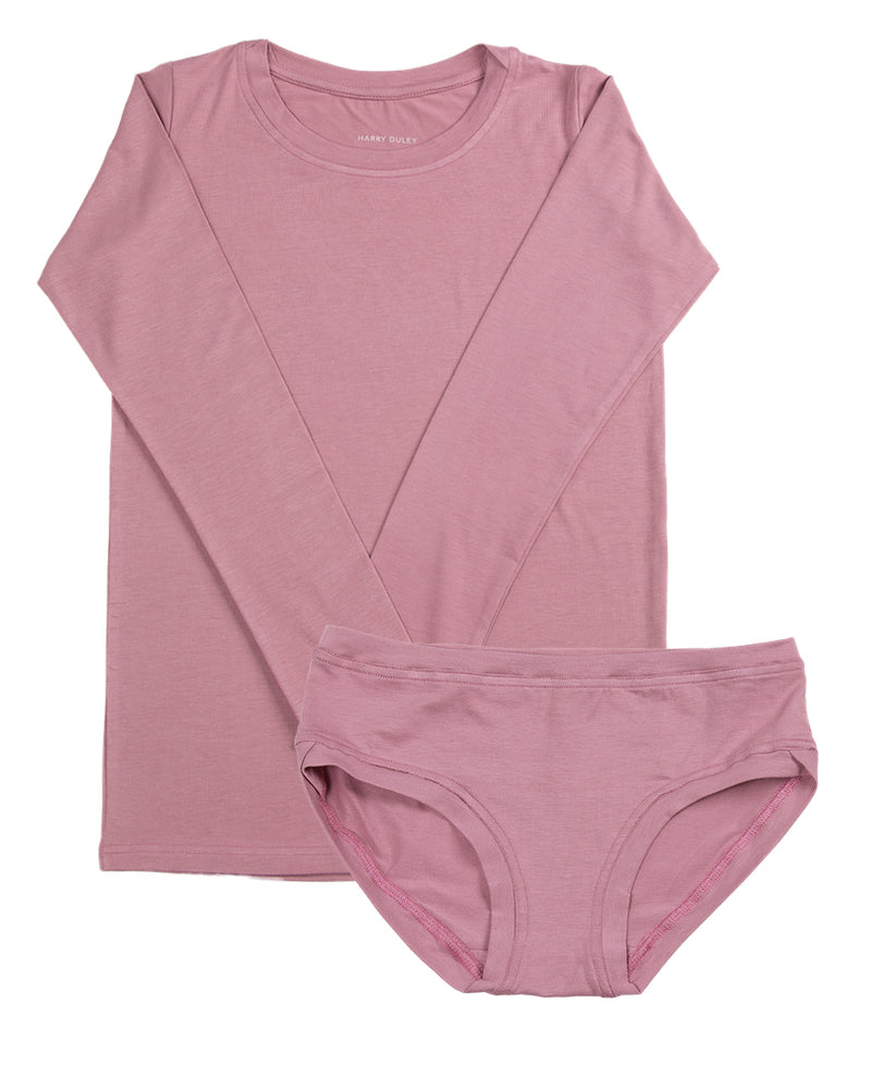 T-shirt à manches longues superposé – Rose poudré