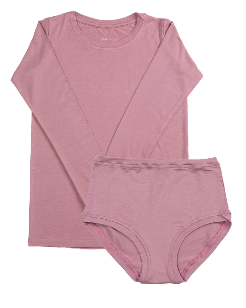 T-shirt à manches longues superposé – Rose poudré