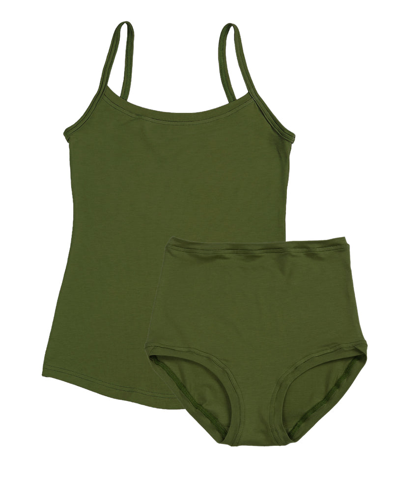 Strappy Vest Twin Set ~ Moss Green
