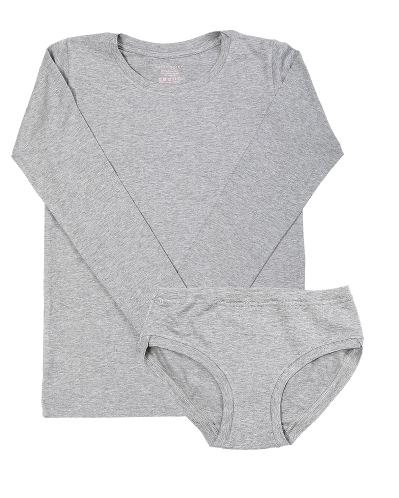 Long Sleeve Twin Set ~ Marl Grey