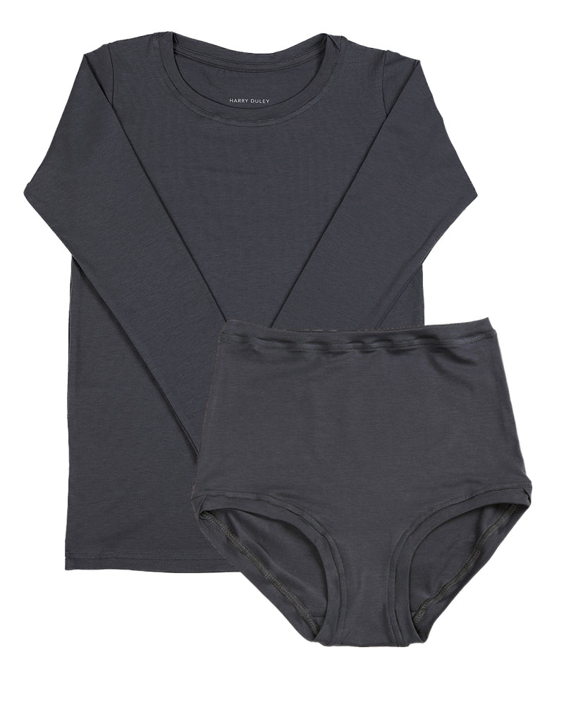 Long Sleeve Twin Set ~ Charcoal
