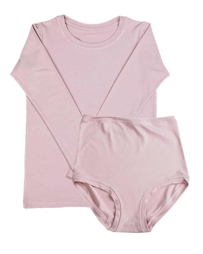 T-shirt à manches longues superposé – Rose poudré