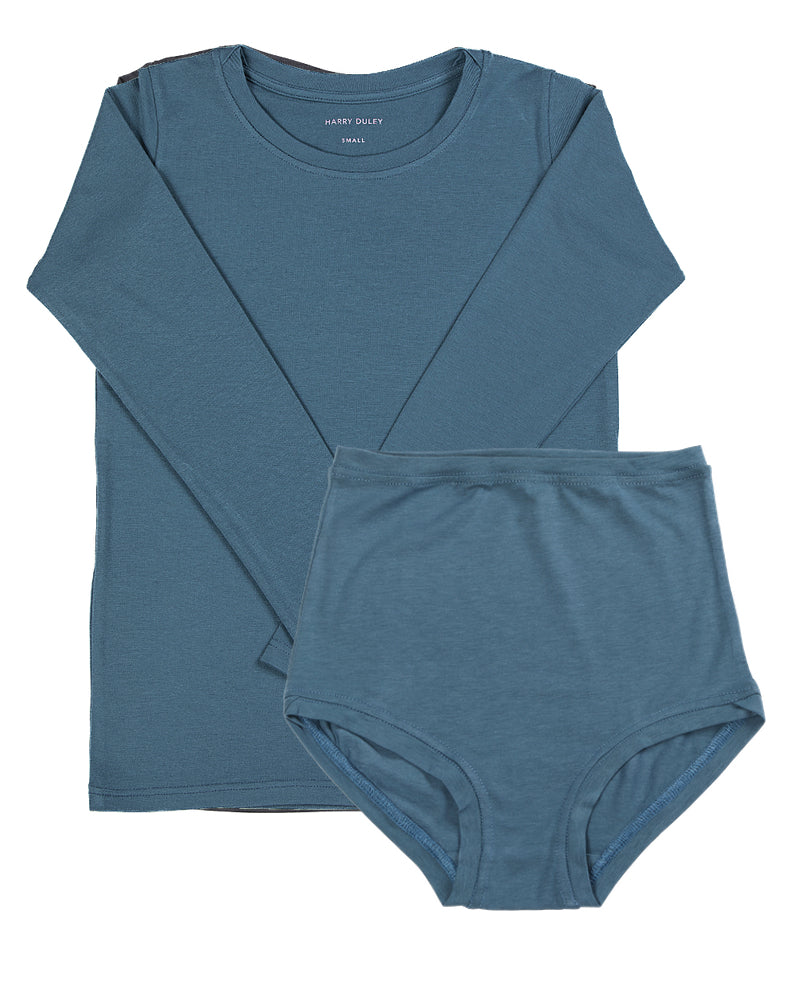 Long Sleeve Twin Set ~ Steel Blue