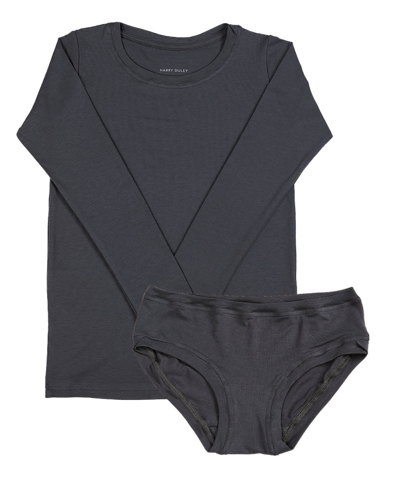 Long Sleeve Twin Set ~ Charcoal