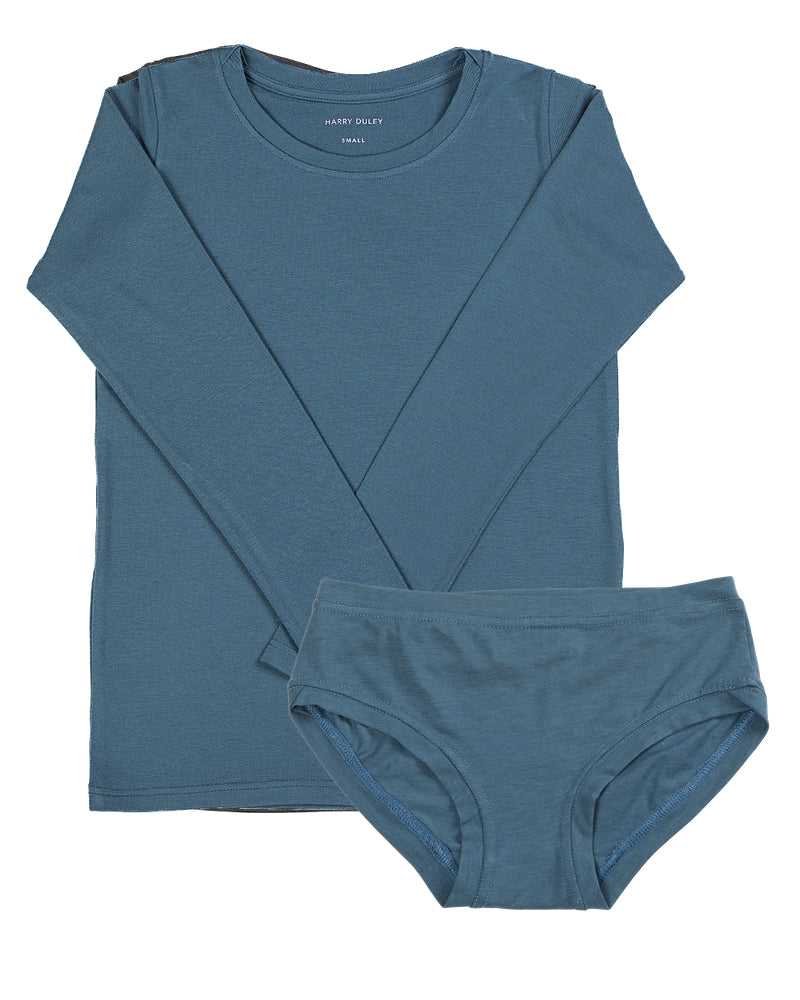 Long Sleeve Twin Set ~ Steel Blue