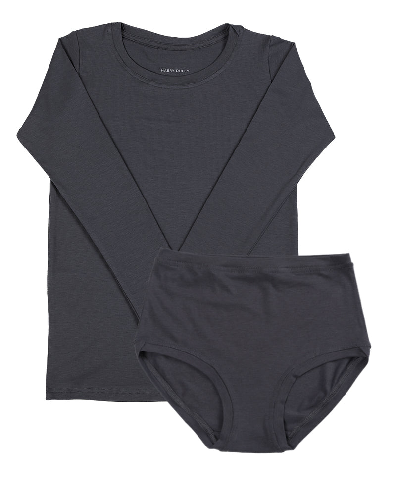 Long Sleeve Twin Set ~ Charcoal