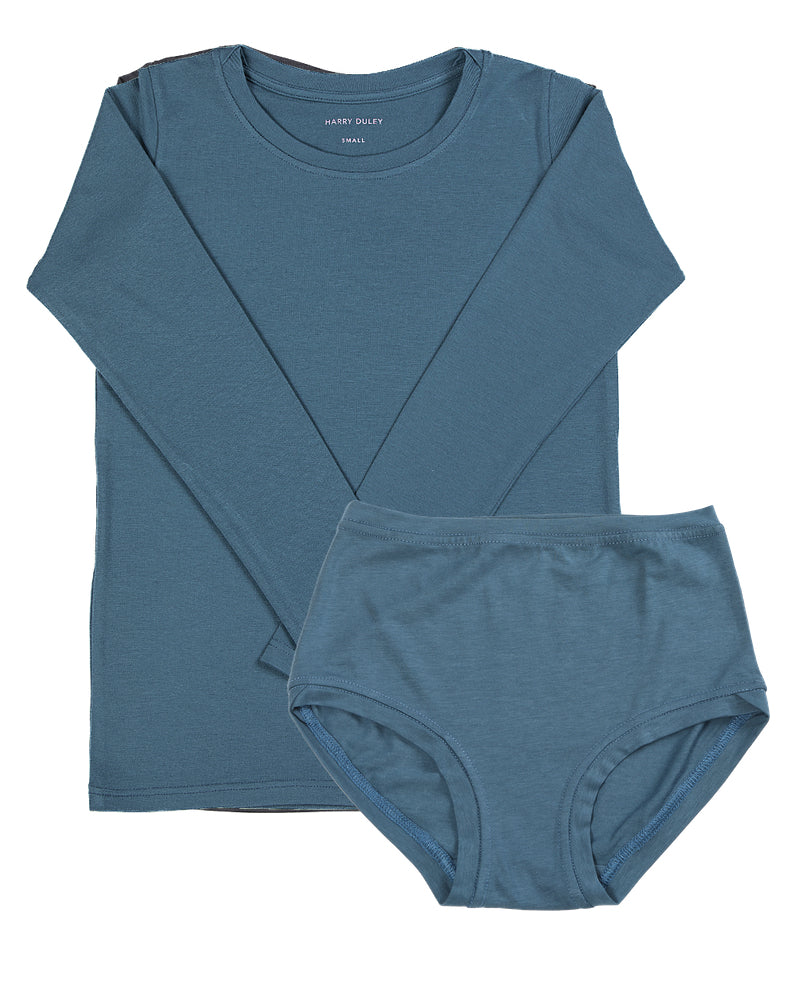 Long Sleeve Twin Set ~ Steel Blue